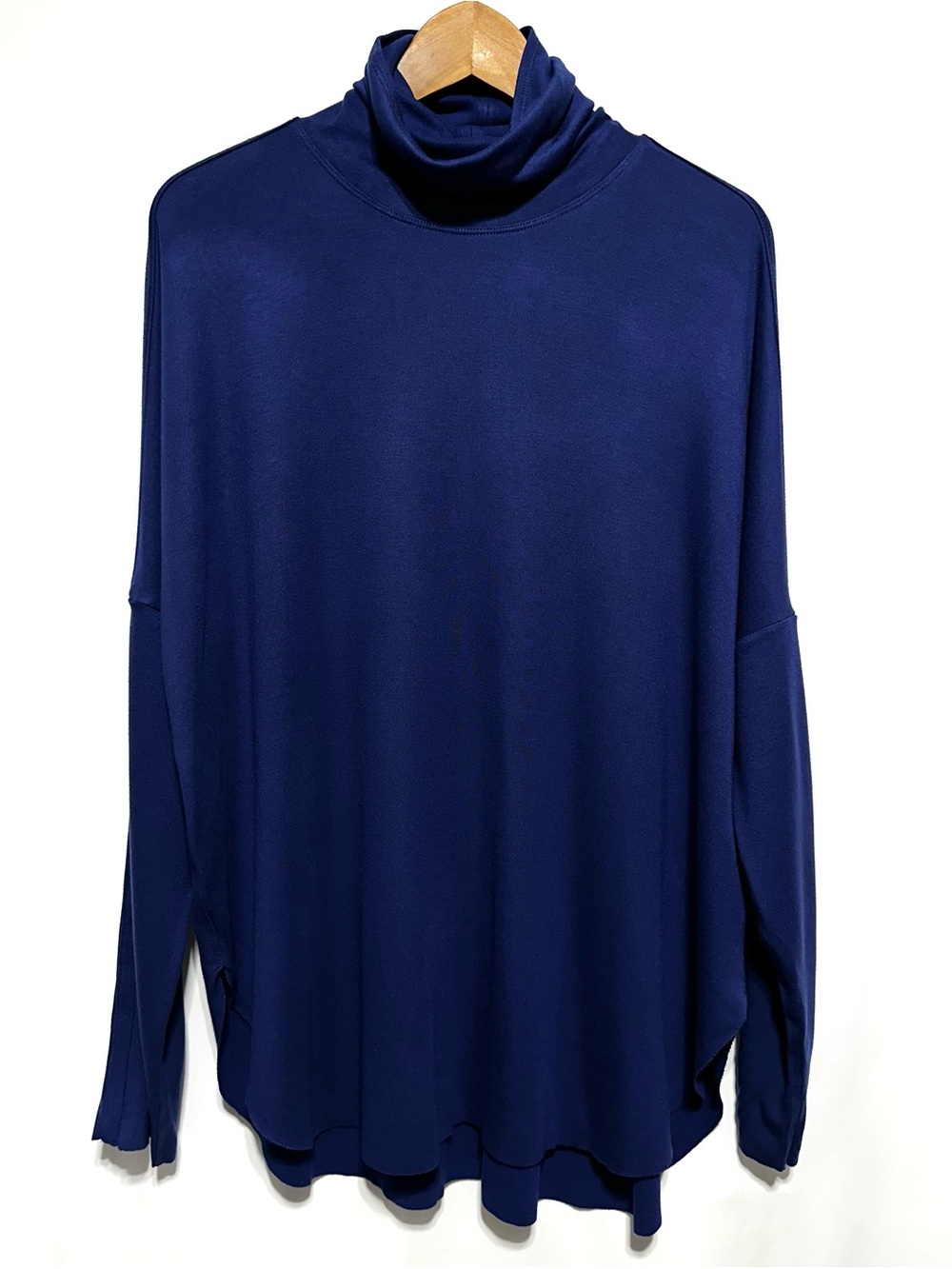 KIT AND ACE Navy Oversized Cowl Neck Wool Modal Tunic Top L